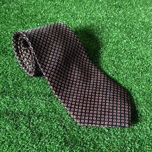 Berardi Geometric Floral Retro Design Black Neck Tie OS